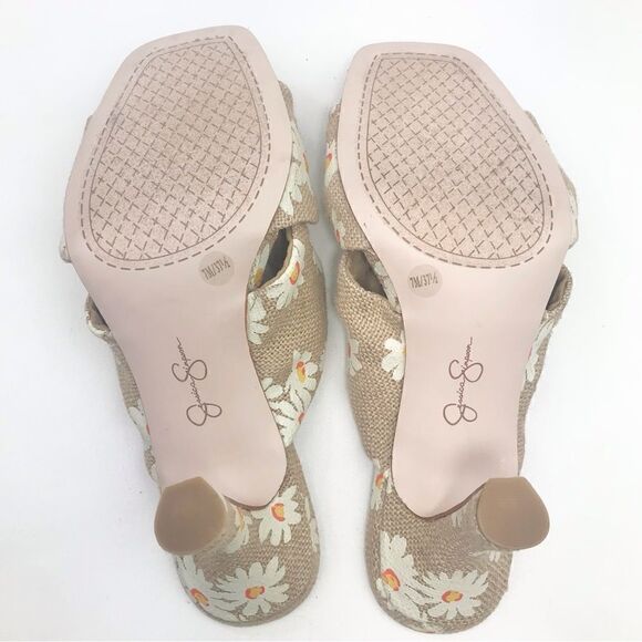 Jessica Simpson MAYXIE Floral Burlap Slip on Heeled Sandals - Picture 12 of 15